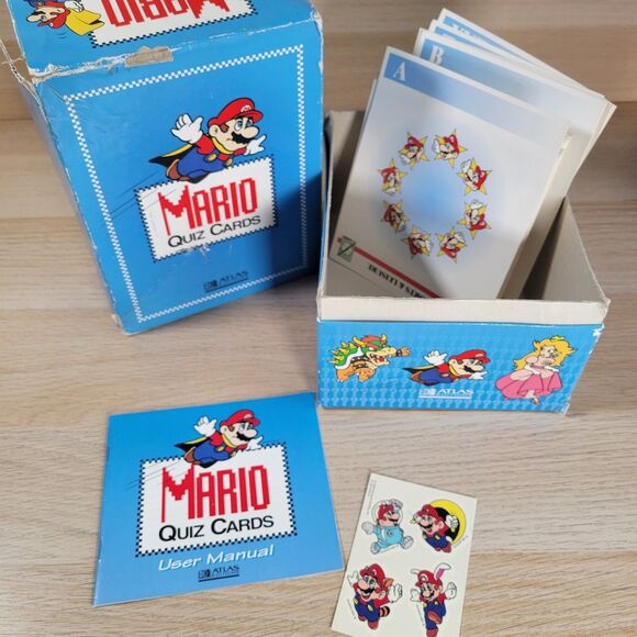 Nintendo Other - Super Mario Quiz Cards 18 Categories 112 Fact Cards Stickers Box Atlas Editions